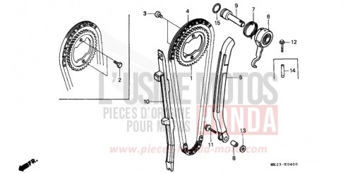 CHAINE A CAMES/TENDEUR XR600RM de 1991